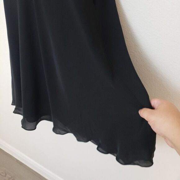 Ann Taylor Vintage Dress 6 Black Silk Beaded Elegant Formal Dark Fairy Whimsy - Picture 5 of 12